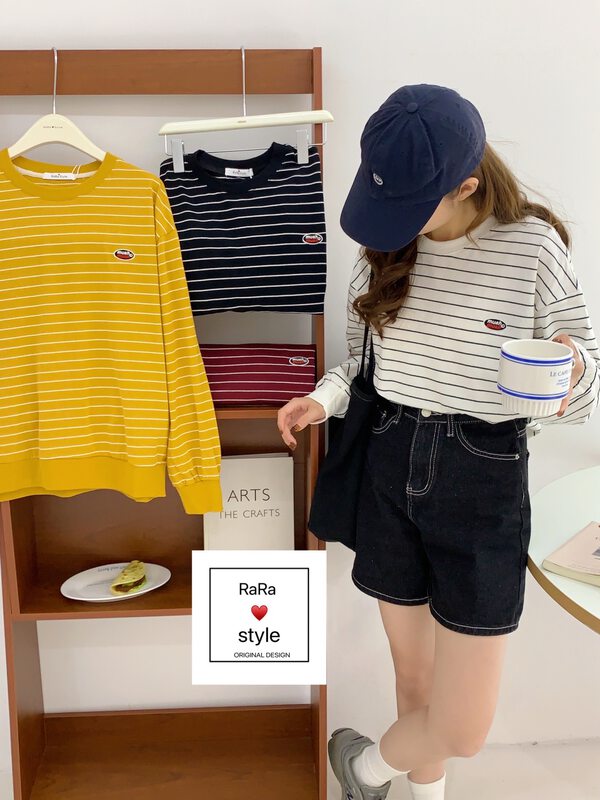 New in autumn!【RARA】Casual round neck striped sweater 30201# LSL