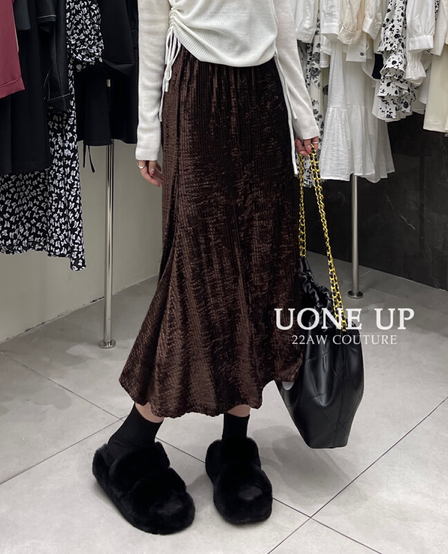 Autumn is new! [UONE] Soft girl style lazy velvet fishtail skirt 85572# LSL