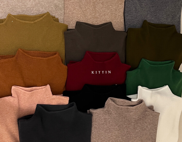 【KITTIN】Korean version all-match half turtleneck knitted bottoming shirt 1661