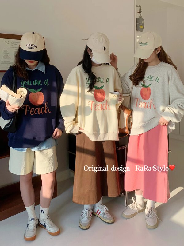 New in winter! [RARA] round neck peach print sweater 79316# LSL