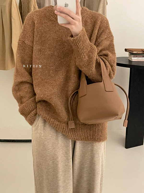【KITTIN】Korean style round neck pullover warm sweater 1525# FHX