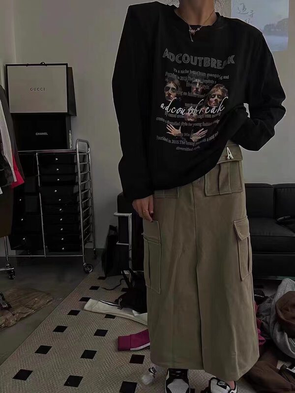 New in autumn! [Yan Zhen] Heavy-duty pocket straight skirt 4519# PCZ