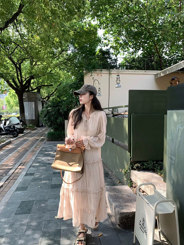 New in autumn!【L.L STUDIO】Loose pleated long-sleeved dress 78088# PCZ