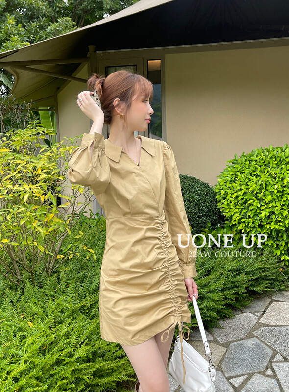 New in early autumn! [UONE] Gentle drawstring shirt dress 98758# LSL