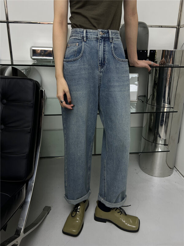 New Autumn!【T-PLATFORM】Korean Straight Casual Jeans V8799# CQW