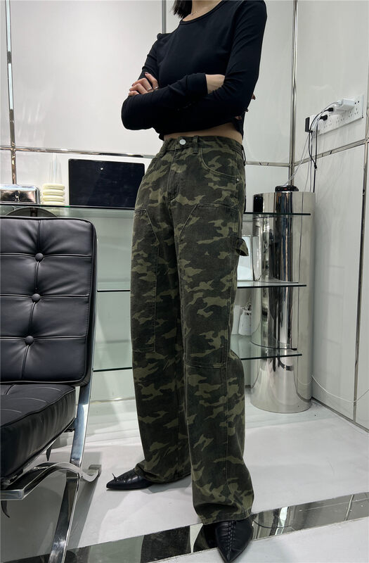 Original price 108.99! New in autumn! [T-PLATFORM] Personalized camouflage loose casual jeans V8815# CQW