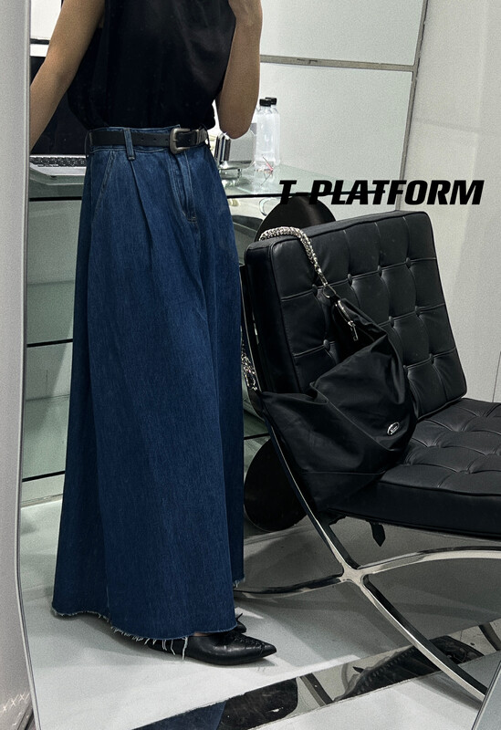 Autumn is new!【T-PLATFORM】Korean loose casual slim denim skirt (with belt) V8828# CQW