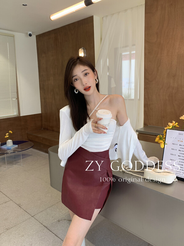 Original price 77.83! [ZY] Retro-style hot girl solid color knitted slim all-match two-piece suit 18068# JHY