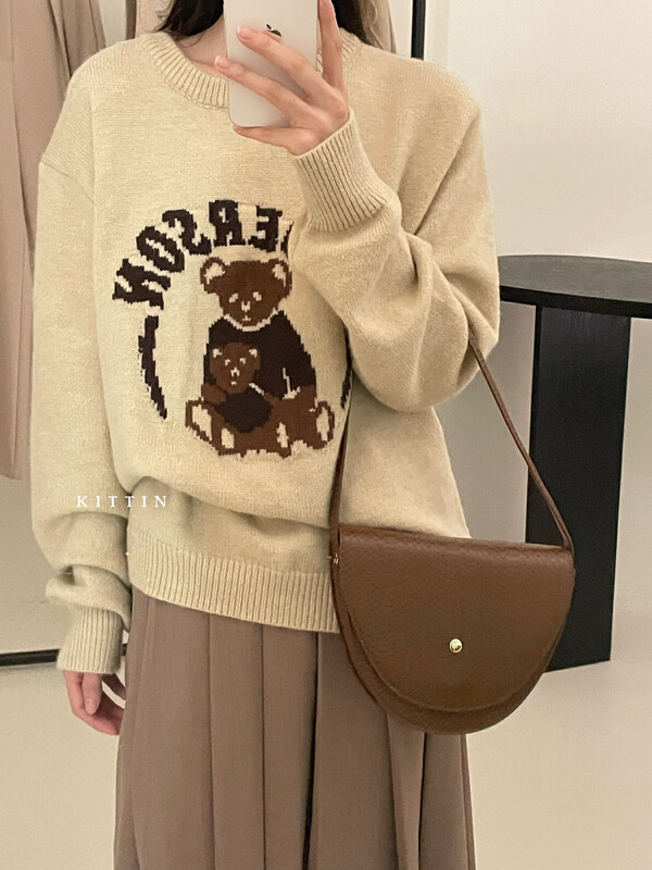 【KITTIN】Korean style loose bear sweater 1526