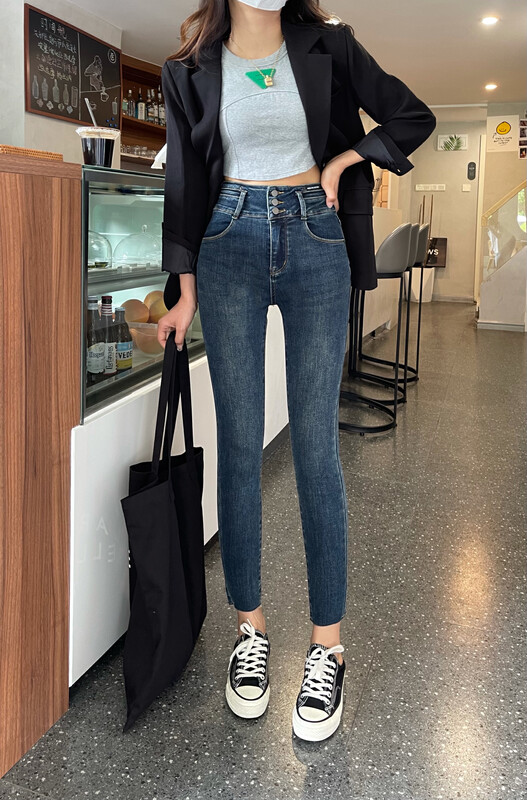 New in autumn! [Enxier] Korean version of all-match thin high-waisted skinny jeans K5229# FHX