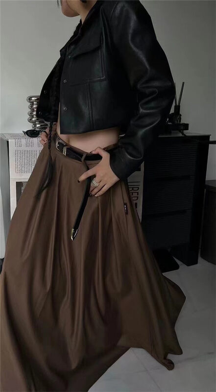 New in autumn! [Yan Zhen] Korean style mid-length pleated suit skirt (with belt) 3511# PCZ