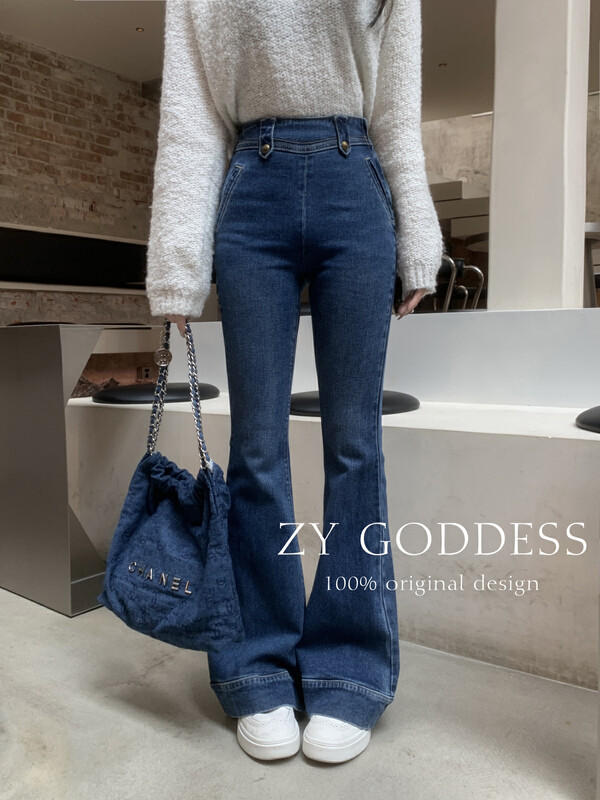 Original price 98.99! [ZY] Retro hot girl in high waist wash nostalgic flared jeans J226