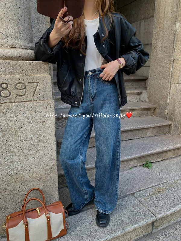 New in autumn! [RARA] Korean version of solid color all-match jeans 6606-1# LSL
