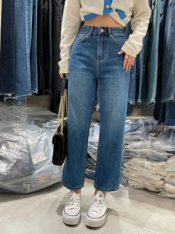 New in autumn!【KAKAJIA】High waist slim nine-point jeans 2718# OZQ