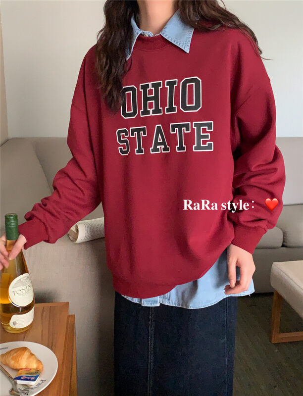 New in autumn! [RARA] Letter print casual retro Korean sweater 79301# LSL