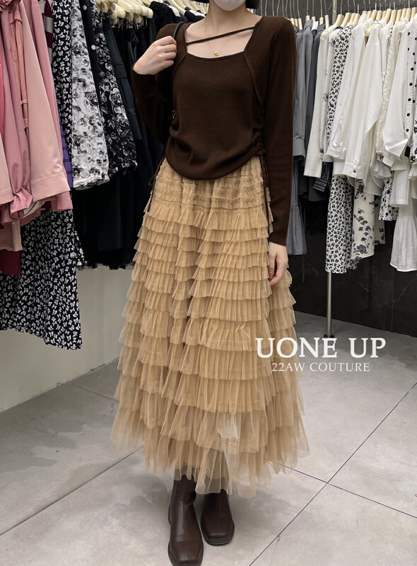 New in autumn! [UONE] Simple solid color mid-length skirt 11069# LSL