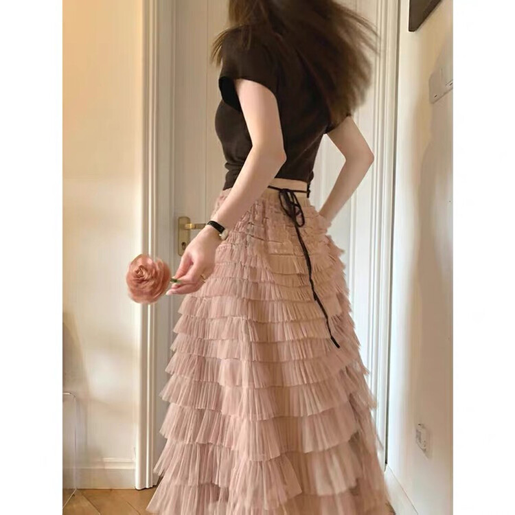 【L.L STUDIO】High Waist Mesh Cake Skirt 77558# PCZ