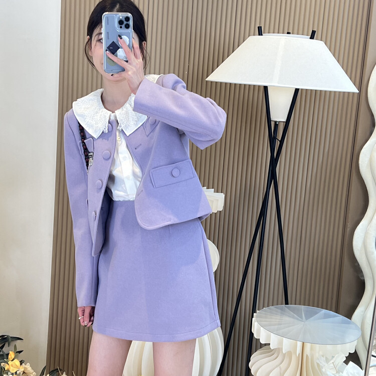 【FEI MAO】New small fragrance style casual salt series high-quality coat and skirt two-piece suit Z-8603# CQW