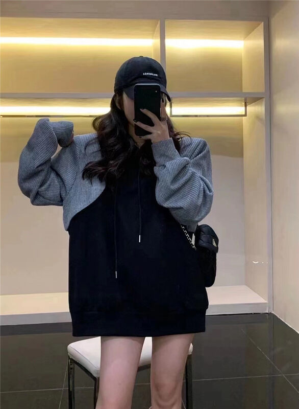 New in autumn! [Yan Zhen] Casual color-block knitted hooded sweater 72118# PCZ