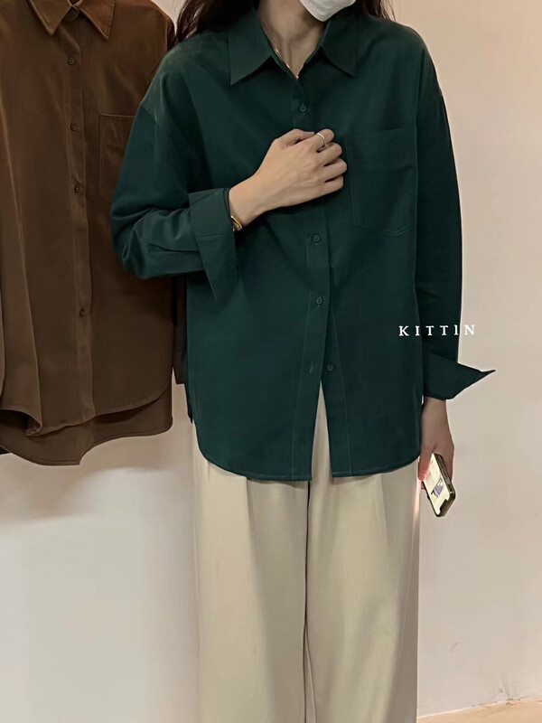 【KITTIN】Simple and casual silhouette snow velvet shirt 8633FW