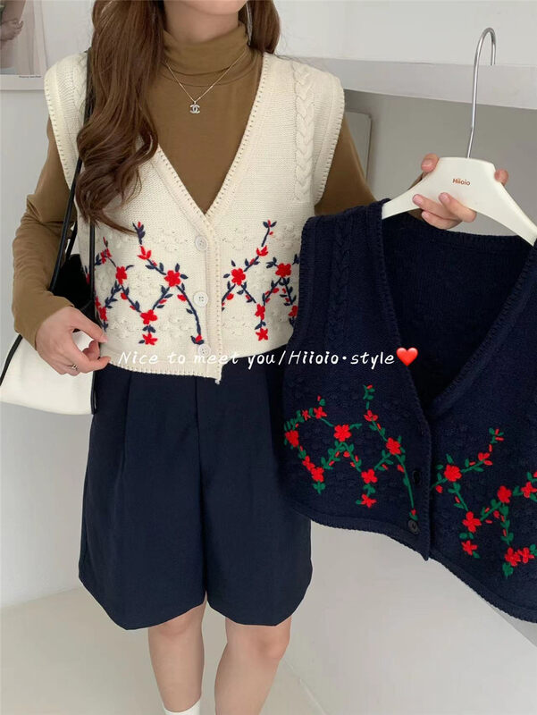New in autumn!  【RARA】Lady Embroidered V-Neck Knit Vest 1693# LSL