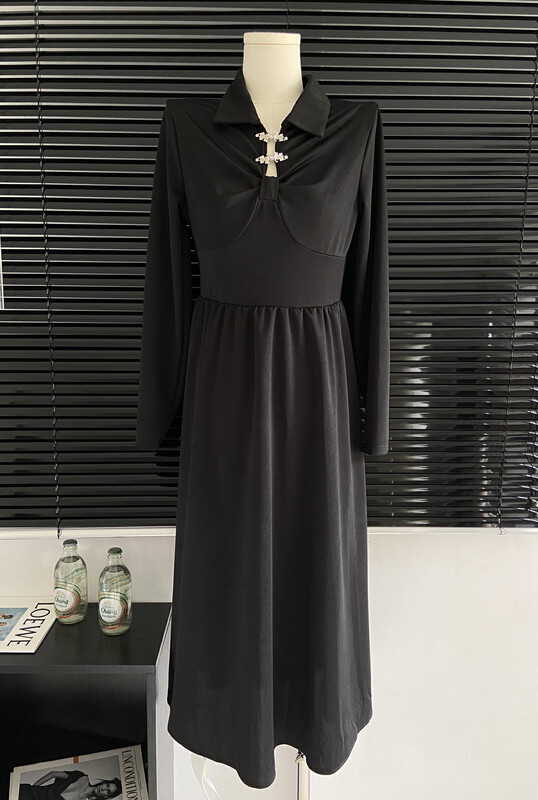 New in autumn!【L.L STUDIO】National style retro high waist long sleeve dress 78119# PCZ