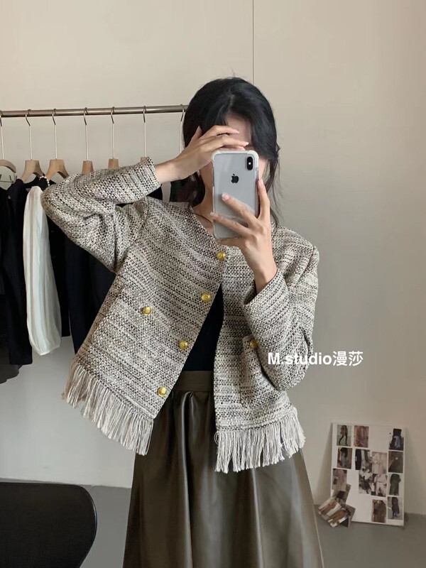 New in autumn! [MSTUDIO Mansha] Color-blocking Korean version of long-sleeved short jacket y6951# HBX