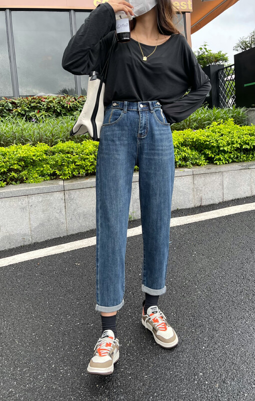 New in autumn! [Enxier] Korean version of all-match thin and semi-elastic waist harem jeans K3826# FHX
