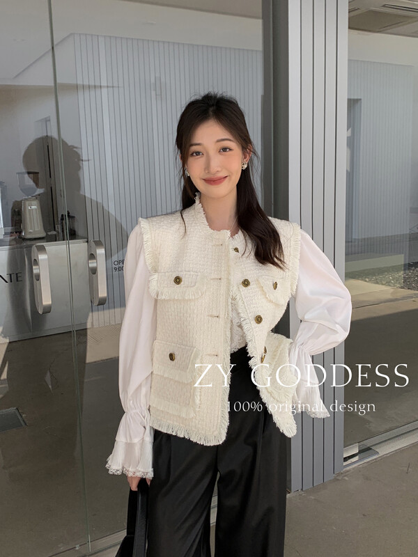 [ZY] Advanced custom tweed small fragrance sleeveless waistcoat with vest 18191