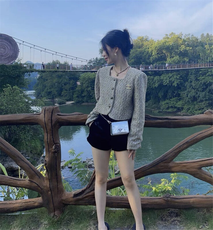 New in autumn!【LINNA】Small fragrant style breasted comfortable short coat 124778# JJ