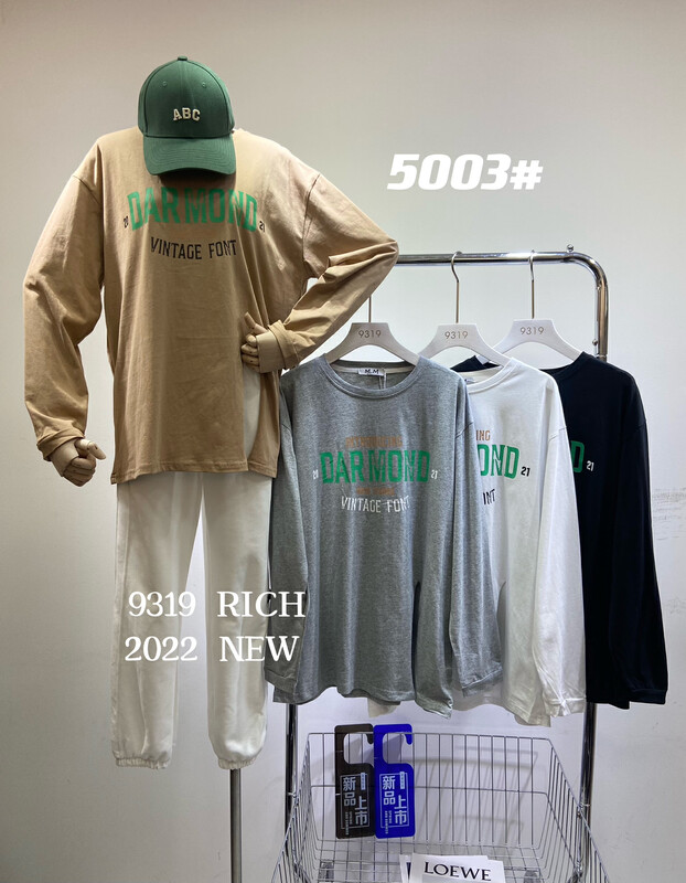 New in autumn! [M.M] Fashion simple round neck long-sleeved T-shirt 5003# L