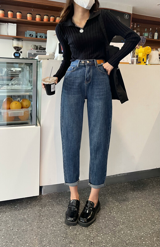 New in autumn! [Enxier] Simple and versatile loose casual jeans K2833-1# FHX