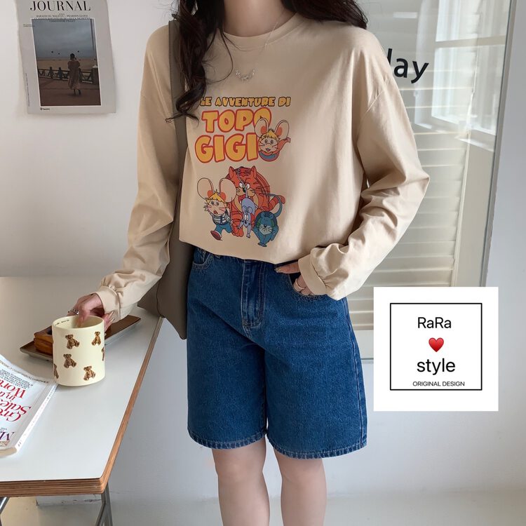 New in early autumn! [RARA] Korean cartoon print long-sleeved sweater 79269# LSL