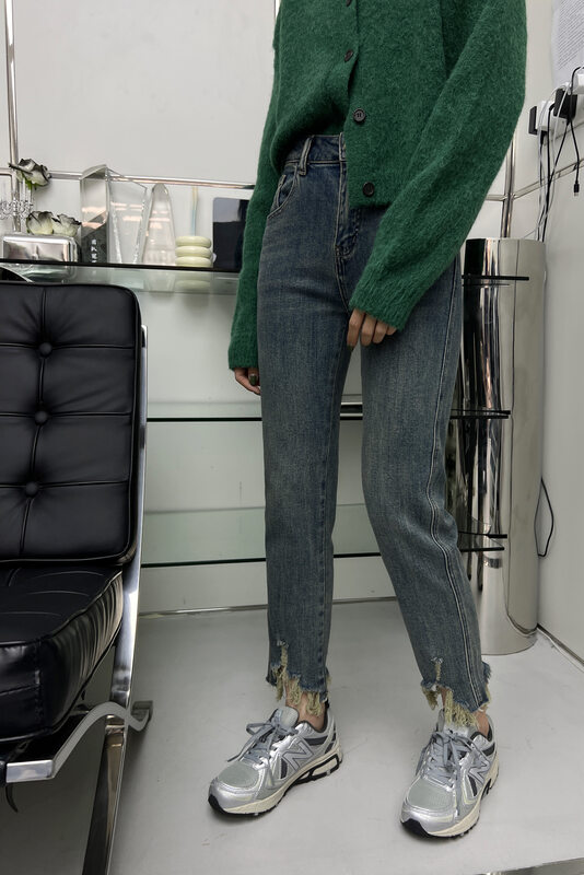 New in autumn!【T-PLATFORM】Korean style all-match jeans with small feet V8915# CQW