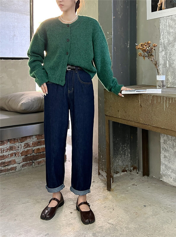 New in early autumn!【T-PLATFORM】Korean style straight-leg loose and slim jeans (with belt) 8716# CQW