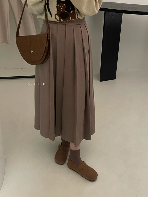 【KITTIN】Korean style brushed pleated skirt 6135