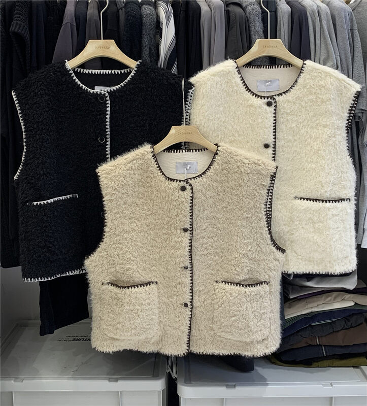 Autumn models are new! [SANBARA] Korean version of the contrast color edge all-match vest 9792# LSW