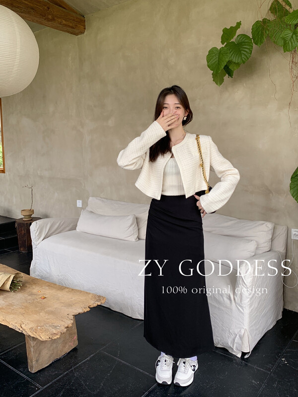 [ZY] Irregular pleated design suit long skirt skirt 28079
