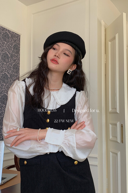 New in autumn! [Fire HOODRESS] Korean version of the doll collar pleated lace age-reducing all-match shirt 22511# JHY