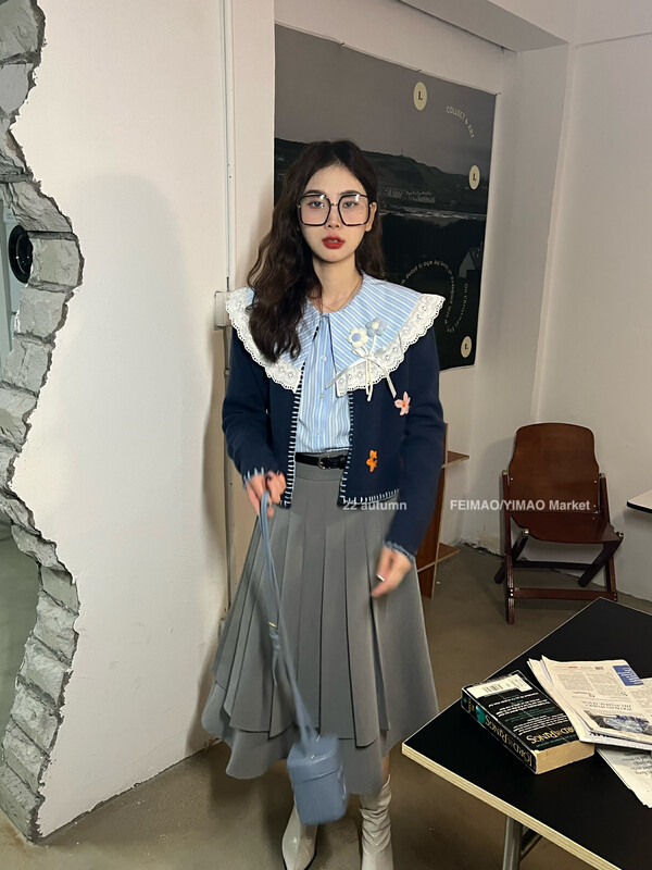 【FEI MAO】New Sweet Fashion Crochet Flower Embroidery Knit Cardigan Jacket Sweater Z-3101