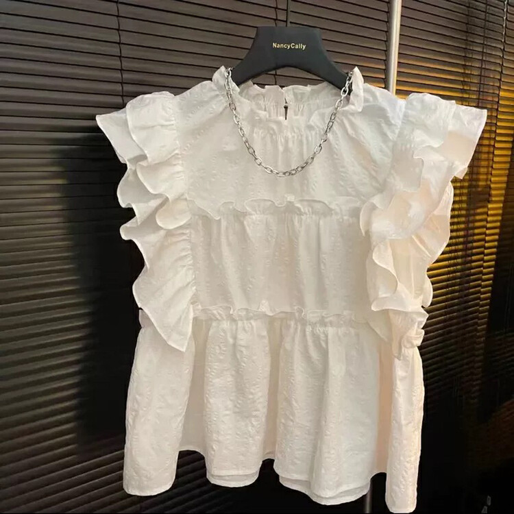 New in early autumn! [L.L STUDIO] French sweet flying sleeve doll shirt 77788# PCZ