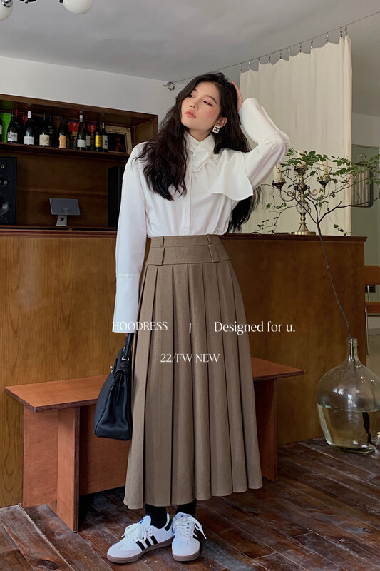 【Fire HOODRESS】Korean Double Waist Design Pleated Umbrella Skirt 22509# JHY