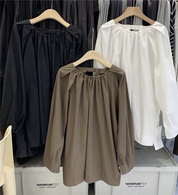 New in early autumn! [SANBARA] Hollow Shirt with Round Neck Back 9777# LSW