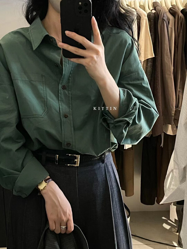 【KITTIN】Korean Sand Washed Cotton Shirt 8953