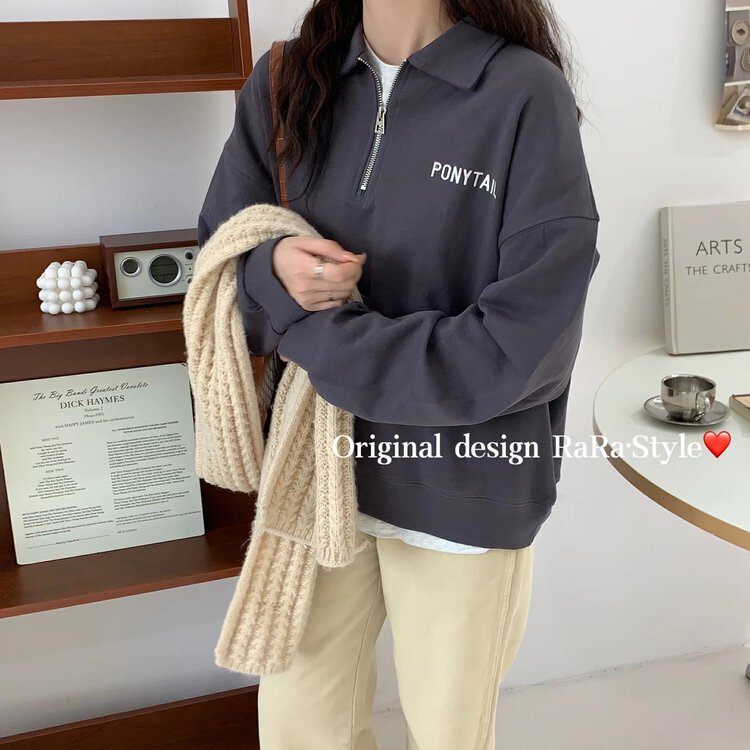 Autumn is new! [RARA] Letter Embroidery Loose Casual Sweater 30205-1# LSL