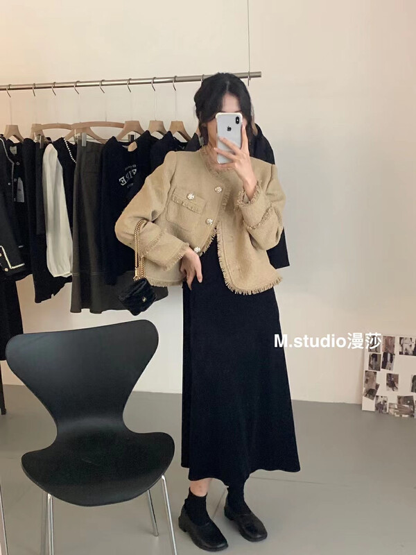 New in autumn! [MSTUDIO Mansha] Xiaoxiangfeng retro age-reducing Western style short coat t389# HBX