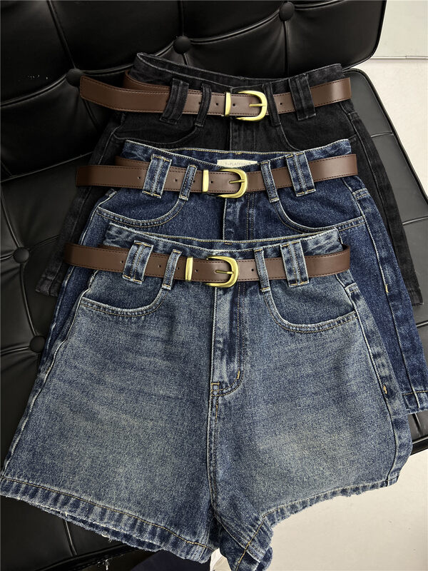 【T-PLATFORM】Korean Casual Versatile Denim Shorts (with Belt) V8879# CQW