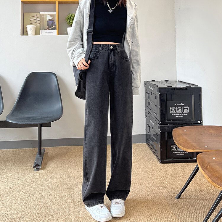 New in autumn!【KAKAJIA】Simple solid color straight jeans 2732# OZQ