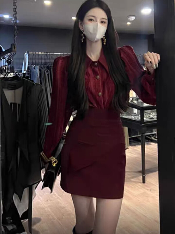 New in autumn!【L.L STUDIO】Casual single-breasted fashion shirt (skirt not included) 78079# PCZ