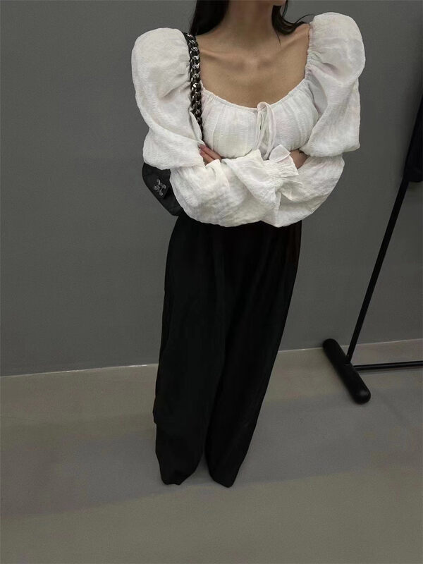 New in autumn! [Yan Zhen] Gentle style short puff sleeve shirt 63557# PCZ